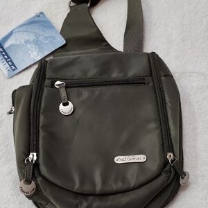 Travelon Women's Sling Crossbody Olive Green Belt Bag New